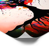 抽象芸術ツリーの水彩 ポスター (角)