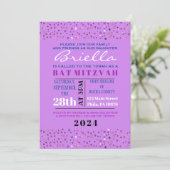 抽象芸術ツリーオブライフバルミツワーパープル招待状 招待状 (スタンド正面)