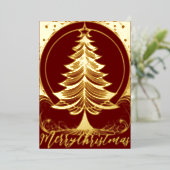 抽象芸術ツリーメリークリスマステーマイラストレーション 箔シーズンカード (立ち正面)