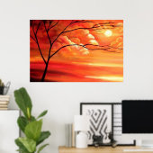 抽象芸術ツリー&サンセット – クリエイティブアーモダント ポスター (ホームオフィス)