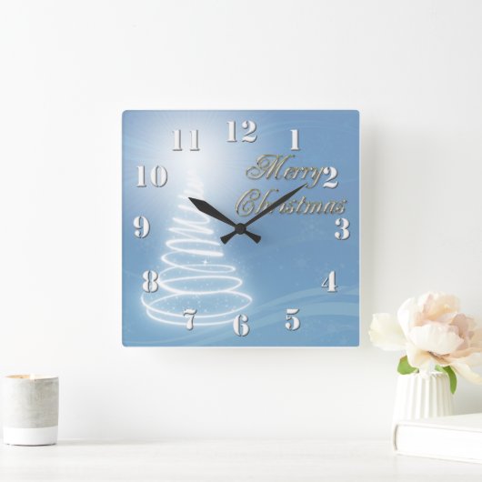 抽象芸術ツリー スクエア壁時計 (ホーム)