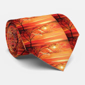 抽象芸術ツリー&レッドサンセット ネクタイ (ロール)