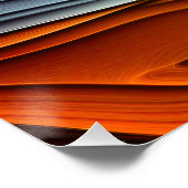 抽象芸術ティール（緑がかった色）とオレンジ波 ポスター (コーナー)