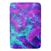 抽象芸術ティール（緑がかった色）とピンクフレイズ バスマット (正面縦)