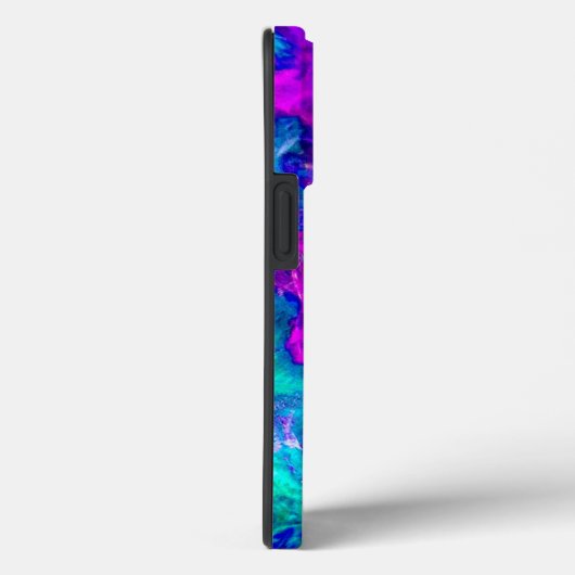 抽象芸術ティール(緑がかった色)とピンクフレイズ Case-Mate iPhoneケース (裏面 / 右)