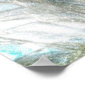 抽象芸術ティール（緑がかった色）とホワイトフェザー絵画ズ ポスター (角)