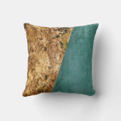 抽象芸術ティール(緑がかった色)と金ゴールド クッション (裏面)