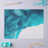 抽象芸術ティール(緑がかった色)の水の色クリームデコップページ 薄葉紙 (クラフト)