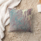 抽象芸術ティール(緑がかった色)アクアバラ金ゴールドVIPマーブルパステル クッション (ブランケット)