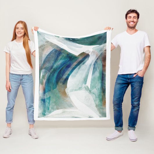 抽象芸術ティール（緑がかった色）グモダンリーン フリースブランケット (インサイチュ)