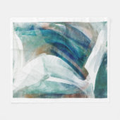 抽象芸術ティール（緑がかった色）グモダンリーン フリースブランケット (正面(横))
