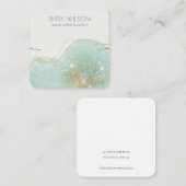 抽象芸術ティール（緑がかった色）グリーングリッターシャイニーイヤリングディスプレイ スクエア名刺 (正面/裏面)
