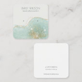 抽象芸術ティール（緑がかった色）グリーングリッターシャイニーイヤリングディスプレイ スクエア名刺 (正面/裏面)