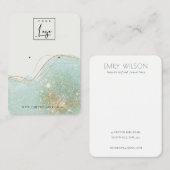 抽象芸術ティール(緑がかった色)グリーングリッターシャイニーイヤリングディスプレイ 名刺 (正面/裏面)