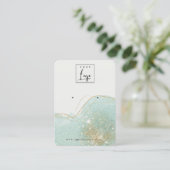 抽象芸術ティール(緑がかった色)グリーングリッターシャイニーイヤリングディスプレイ 名刺 (スタンド正面)