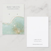 抽象芸術ティール(緑がかった色)グリーングリッターシャイニーイヤリングディスプレイ 名刺 (正面/裏面)