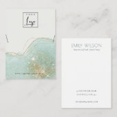 抽象芸術ティール（緑がかった色）グリーングリッターシャイニーネックレスディスプレイ 名刺 (正面/裏面)