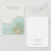 抽象芸術ティール(緑がかった色)グリーングリッター2イヤリングディスプレイ 名刺 (正面/裏面)