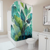 抽象芸術ティール(緑がかった色),グリーン,エメラルド,植物学 シャワーカーテン (インサイチュ)