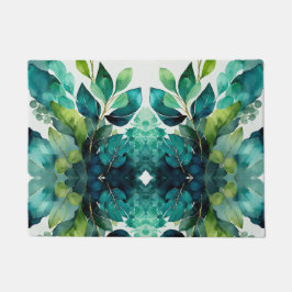 抽象芸術ティール（緑がかった色），グリーン，エメラルド，植物学 ドアマット