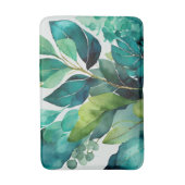 抽象芸術ティール（緑がかった色），グリーン，エメラルド，植物学 バスマット (正面縦)