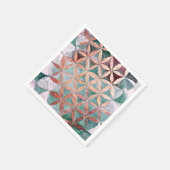 抽象芸術ティール（緑がかった色）バラ金ゴールド水色ロゼット模様 スタンダードカクテルナプキン (角)