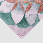 抽象芸術ティール(緑がかった色)バラ金ゴールド水色ロゼット模様 薄葉紙 (詳細)
