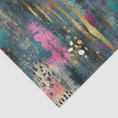 抽象芸術ティール（緑がかった色）ピンクヒョウ柄 薄葉紙 (詳細)