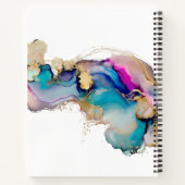 抽象芸術ティール(緑がかった色)ピンク金ゴールドインクイマーブルモノグラム ノートブック (裏面)