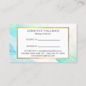 抽象芸術ティール（緑がかった色）ブルーウォーター色の紹介 名刺 (裏面)