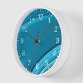 抽象芸術ティール(緑がかった色)ブルースワールホワイト数字 壁時計 (傾斜)