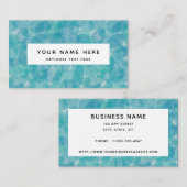 抽象芸術ティール（緑がかった色）ブルー水色ドットパターン 名刺 (正面/裏面)