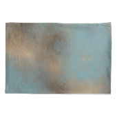 抽象芸術ティール(緑がかった色)ブルー金ゴールドアート 枕カバー (裏面)