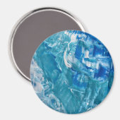 抽象芸術ティール（緑がかった色）ブルー マグネット (正面/裏面)