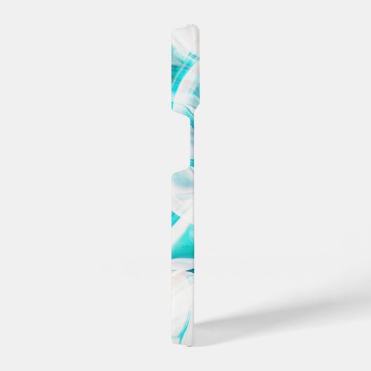 抽象芸術ティール(緑がかった色)ホワイトリッ絵を描クシックなスクリプト名 iPhoneケース (右側面)