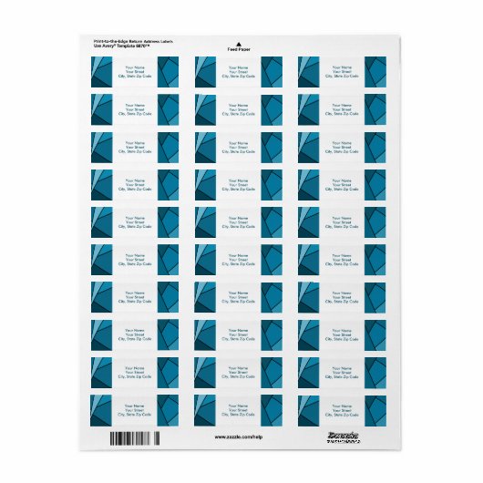 抽象芸術ティール(緑がかった色)ポリゴン差出人住所ラベル ラベル (フルシート)