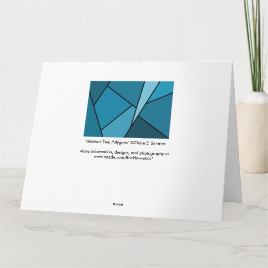 抽象芸術ティール(緑がかった色)ポリゴン カード (裏面)