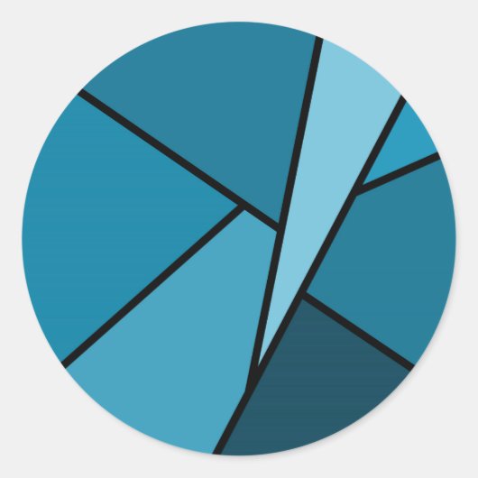 抽象芸術ティール（緑がかった色）ポリゴン ラウンドシール (正面)