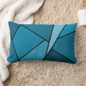 抽象芸術ティール(緑がかった色)ポリゴン ランバークッション (ブランケット)