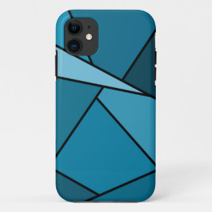 抽象芸術ティール(緑がかった色)ポリゴン iPhone 11 ケース