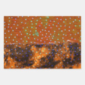 抽象芸術ティール（緑がかった色）レッドオレンジ紙吹雪クリスマス ラッピングペーパーシート (正面3)