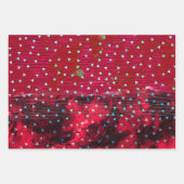 抽象芸術ティール（緑がかった色）レッドオレンジ紙吹雪クリスマス ラッピングペーパーシート (正面2)