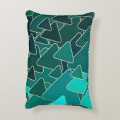 抽象芸術ティール（緑がかった色）三角形 アクセントクッション (裏面(縦))