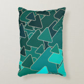 抽象芸術ティール（緑がかった色）三角形 アクセントクッション (正面(垂直))