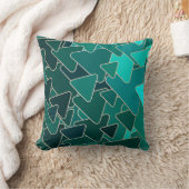 抽象芸術ティール（緑がかった色）三角形 クッション (ブランケット)