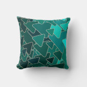 抽象芸術ティール（緑がかった色）三角形 クッション (正面)