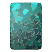 抽象芸術ティール（緑がかった色）三角形 バスマット (正面縦)