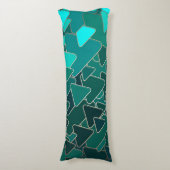 抽象芸術ティール（緑がかった色）三角形 ボディピロー (正面縦)