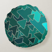 抽象芸術ティール（緑がかった色）三角形 ラウンドクッション (裏面)