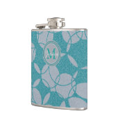 抽象芸術ティール(緑がかった色)円パターパーソナライズされたン フラスク (左)